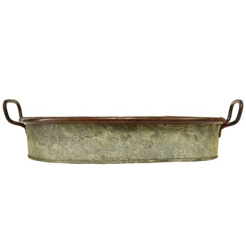 Artikel Skål ovalt metalbakkehåndtag rust 46/52 cm sæt af 2
