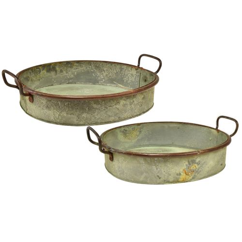 Artikel Skål ovalt metalbakkehåndtag rust 46/52 cm sæt af 2