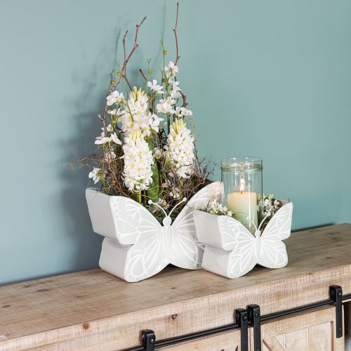 Artikel Butterfly Metal Urtepotte Grøn 22,5/30 cm Sæt med 2
