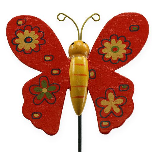 Artikel Farverige sommerfugle på pind 7cm 24stk