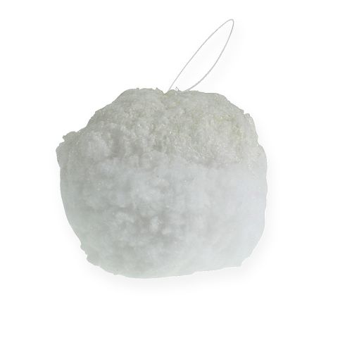 Floristik24 Snowball med glitter, hvid 14cm