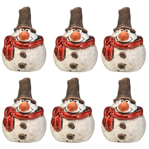 Artikel Keramisk snemandsfigur, hvid, 6,9cm – vinterjuledekoration – 6 stk