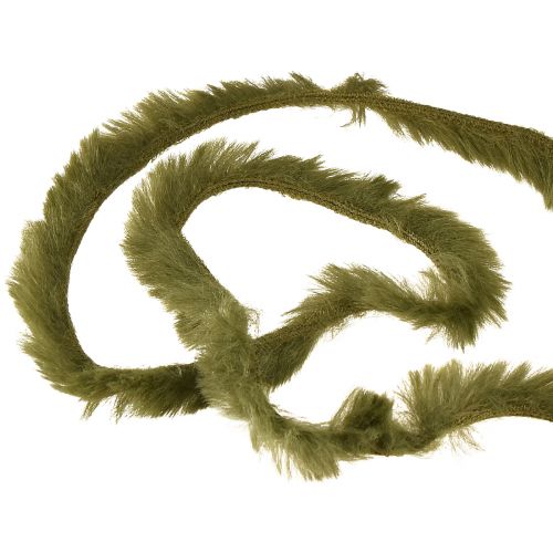 Artikel Snor lavet af imiteret pels grøn - fluffy dekorativ ledning 50g 30m