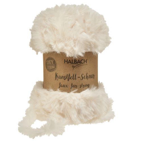 Snor lavet af imiteret pels hvid - fluffy dekorativ ledning hvid 50g 30m | Floristik24.dk