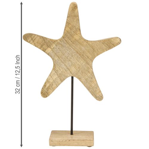 Artikel Dekorative søstjerner på basistræ naturblå Ø22cm H32cm