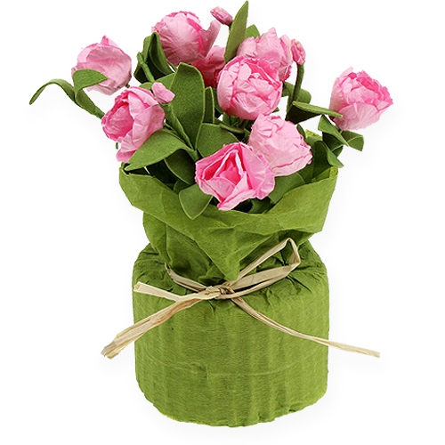 Floristik24 Borddekoration mini roser i pink 16cm