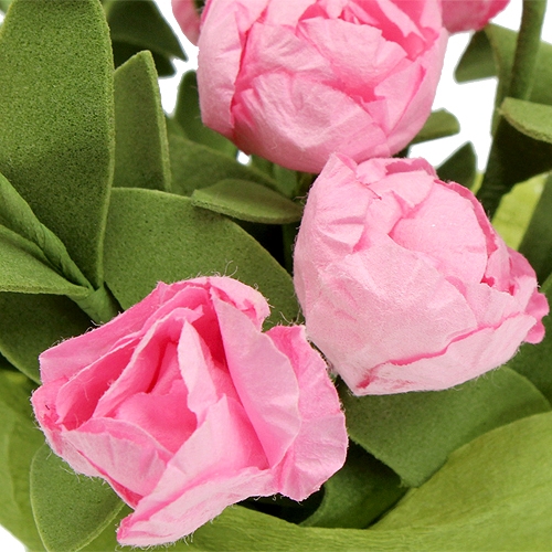 Floristik24 Borddekoration mini roser i pink 16cm