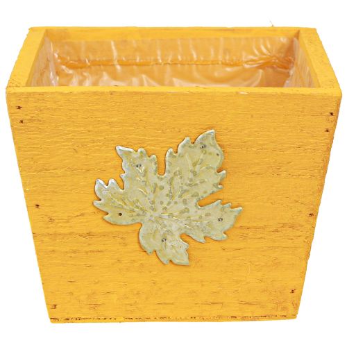 Artikel Plantekasse træ shabby chic trækasse gul 11×14,5×14cm