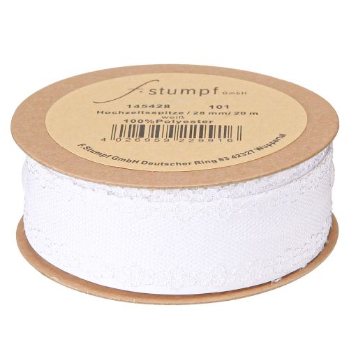 Artikel Blondebånd bryllupsbånd dekorativt bånd blonde hvid 28mm 20m