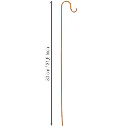 Artikel Stang med krog, rustfarvet dekorativ havedekoration i metal, 80 cm høj, 3 stk.