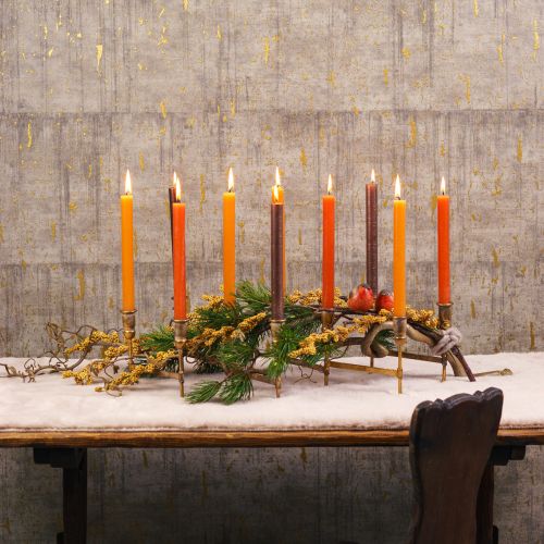 Artikel Antik pind lysestage til 10 lys guld 46×46cm H16,5cm