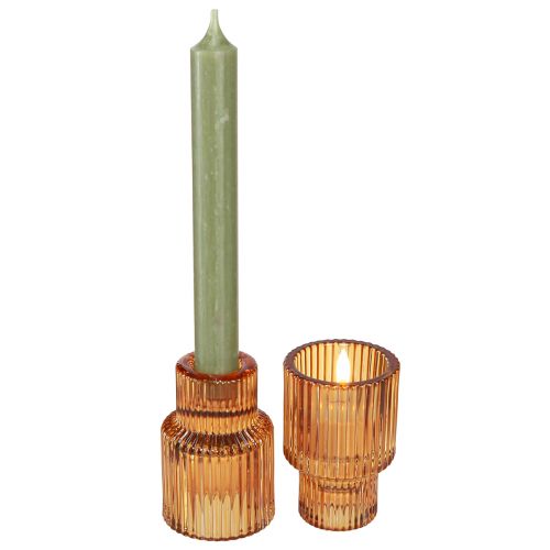 Artikel Pinde lysestage glas orange fyrfadsstage H8cm 4 stk
