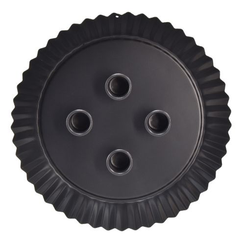 Artikel Design metal lysestage i kageform - sort, Ø 24 cm - elegant borddekoration til 4 lys - 2 stk.