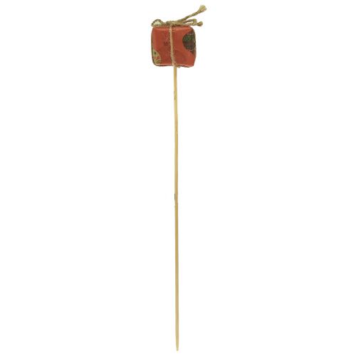 Artikel Blomsterstik gave rød grøn beige natur 3,5cm 12 stk