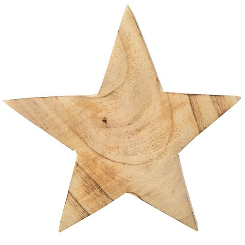 Artikel Rustik dekorativ stjerne lavet af paulownia træ - naturligt design, Ø 15 cm, 6 cm tyk - alsidig trædekoration - 2 stk.