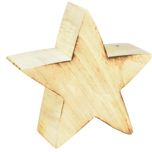 Artikel Rustik dekorativ stjerne lavet af træ - naturligt trælook, 20x7 cm - alsidig rumdekoration