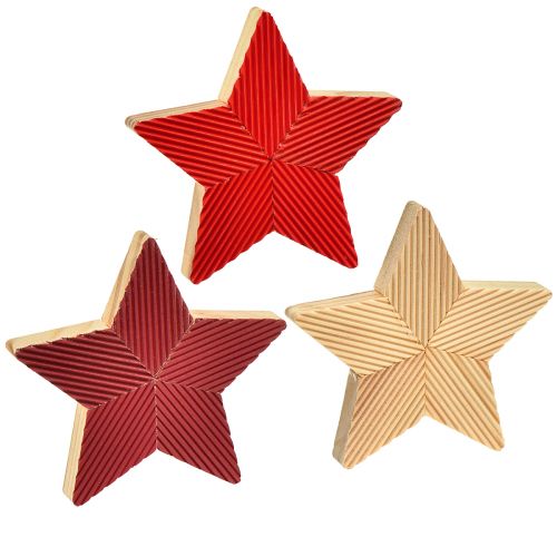 Artikel Stjerner træ julestjerner riflet rød natur 11cm 3 stk