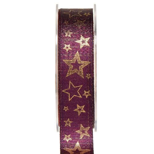 Floristik24 Stjernebånd Julebånd Lilla Guld Glamour B25mm L15m