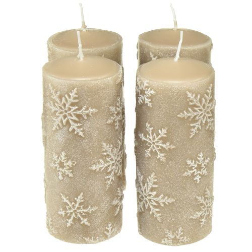 Søjlelys beige lys snefnug 150/65mm 4 stk