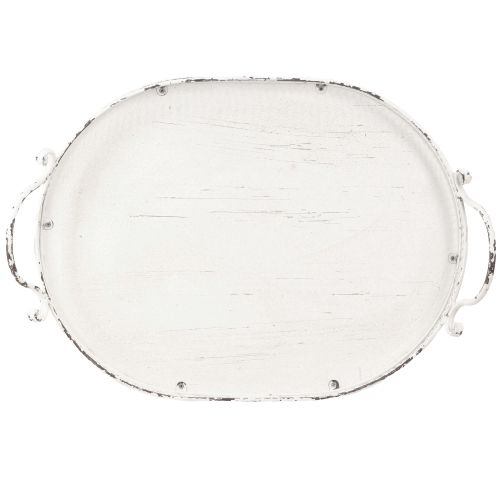 Artikel Shabby Chic oval bakke med hanke hvid 36/45cm sæt med 2 stk