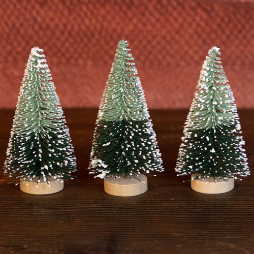 Artikel Mini kunstigt juletræ med sne Ø5cm H10cm 6 stk.