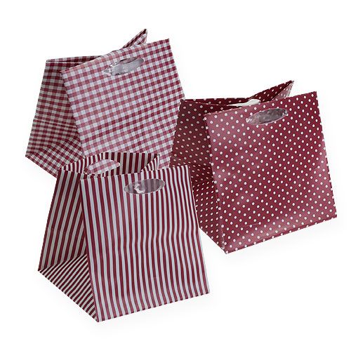 Floristik24 Taske plastik Bordeaux sort. 12cm x 12cm 12stk