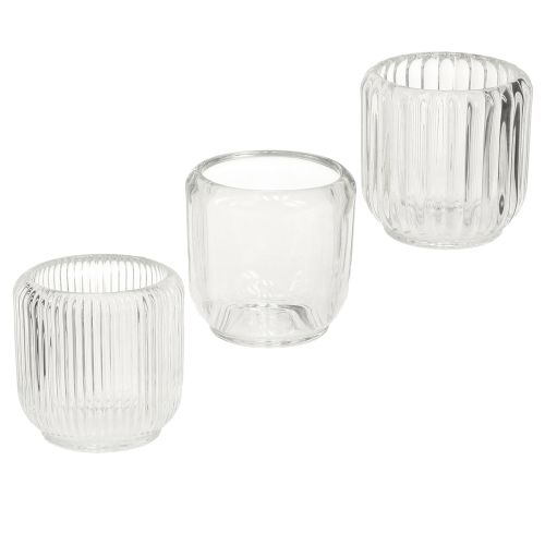 Artikel Fyrfadsstage lysestage glas klar Ø8cm H8cm 6 stk