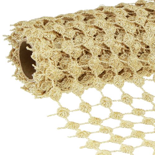 Floristik24 Bordløbergitter guldcreme med glitter B19cm L1,5m