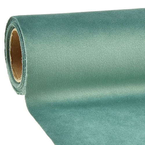 Floristik24 Fløjlsbordløber grøn turkis, dekorativt stof 28×270cm - Elegant bordløber til din festlige dekoration