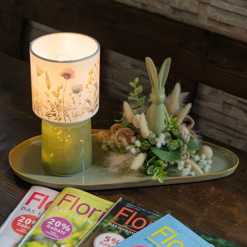 Artikel LED-bordlampe med blomstermønster til stilfuld stuebelysning, 23 cm