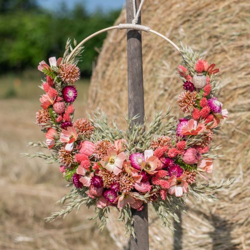 Artikel Tørret blomsterbuket buket engblomster pink H50cm 140g