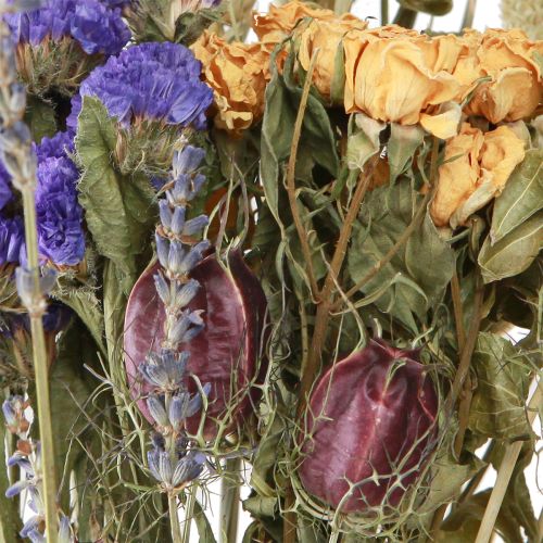 Artikel Tørret blomsterbuket lilla orange hav lavendel korn 55cm