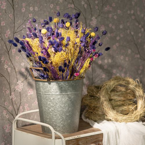 Floristik24 Plantekasse med hanke, metalbeholder til udplantning, plantekrukke sølv, brun Ø24cm H32,5cm