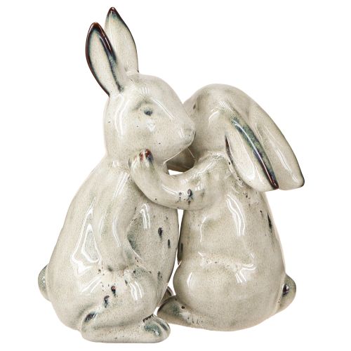 Keramiske kaninfigurer Grå – Sød påskepynt 2stk 22cm