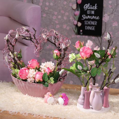 Artikel Dekorativ fuglefigur, sødt og farverigt design til stuen, 6 cm, 6 stk.