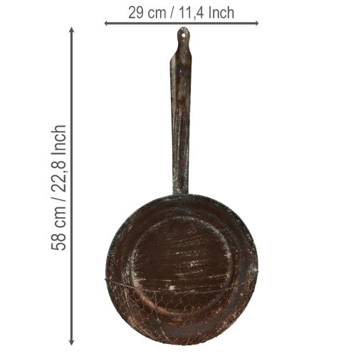 Artikel Metal vægdekoration, dekorativ kurv, rustfarvet dekorativ pande, brun, H58cm