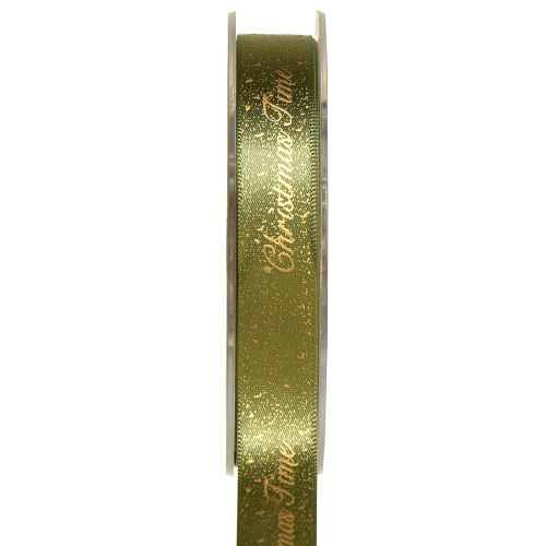 Floristik24 Julebånd Juletid Bånd Grøn Guld 15mm 20m