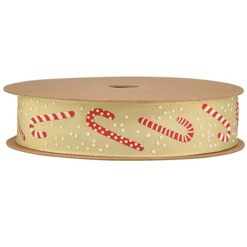 Artikel Julebånd med bolsjer gavebånd beige 25mm 15m