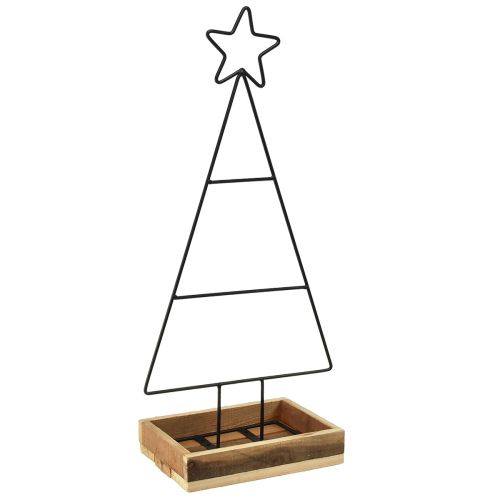 Floristik24 Metal juletræ med stjerne og bakke - 25x18x66 cm - Moderne feriedekoration
