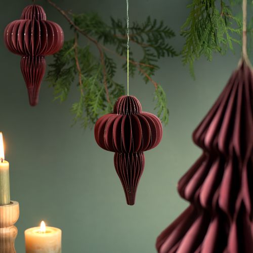 Artikel Juletræspynt lavet af papir Bordeaux 20cm 2stk