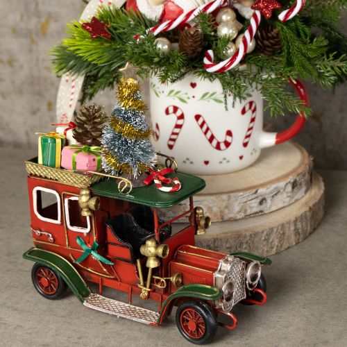 Artikel Juledekoration bil Julebil vintage rød 15×7×16 cm