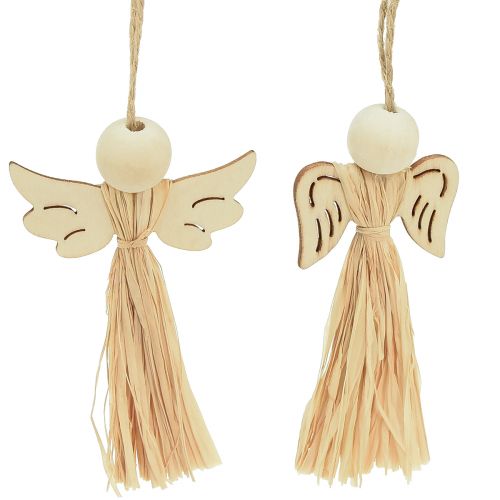Floristik24 Juleengel Juletræspynt engel raffia 11cm 12 stk