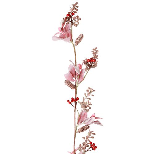 Artikel Juleguirlande bærgren med kogler rød pink 130cm