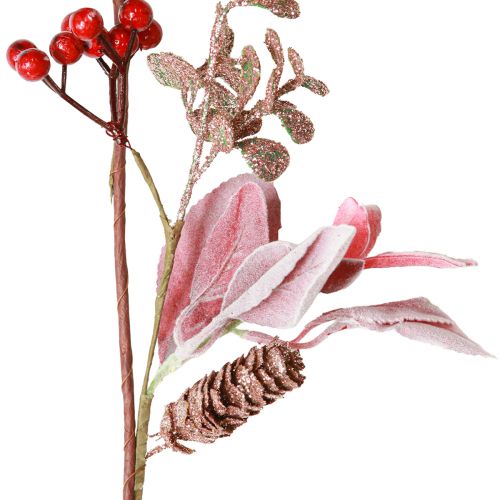 Artikel Juleguirlande bærgren med kogler rød pink 130cm