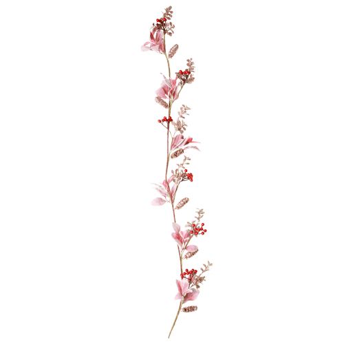 Artikel Juleguirlande bærgren med kogler rød pink 130cm