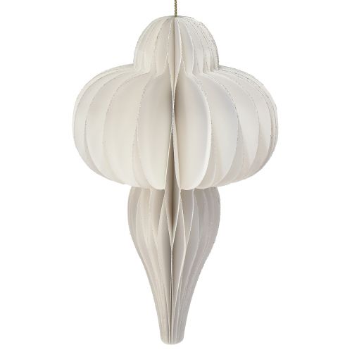 Floristik24 Julekuglepapir honeycomb dekoration løg hvid FSC Ø12cm