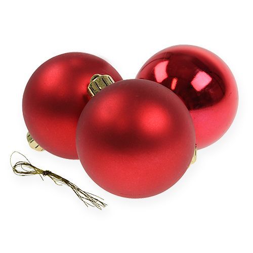 Floristik24 Julekugle plastrød Ø6cm 12 stk