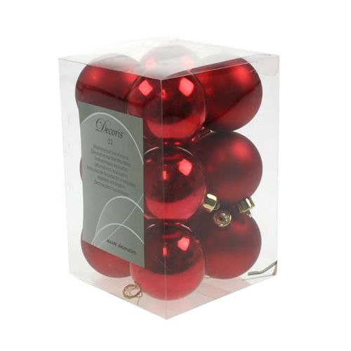 Artikel Julekugle plastrød Ø6cm 12 stk