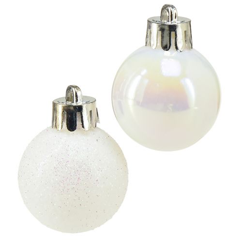 Floristik24 Julekugler perlemor hvid plast Ø3cm 14stk