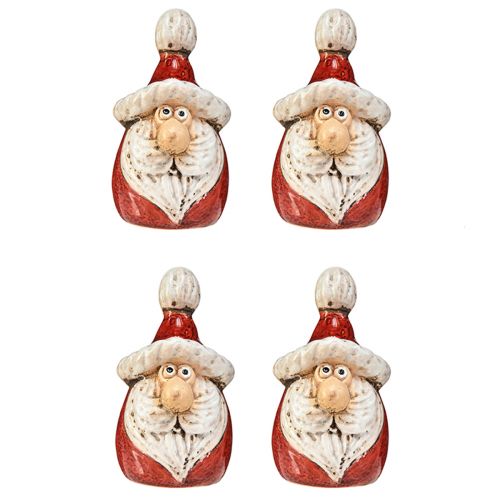Artikel Sød keramisk julemandsfigur, rød og hvid, 10cm - perfekt juledekoration - 4 stk.